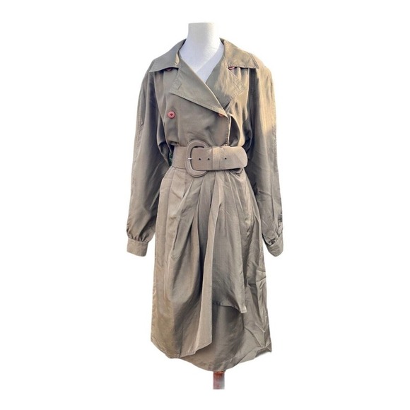 Vintage Pat Argenti Silk Shirt Dress Belted Safari Chic 1980's mini dress 12 - Picture 8 of 9